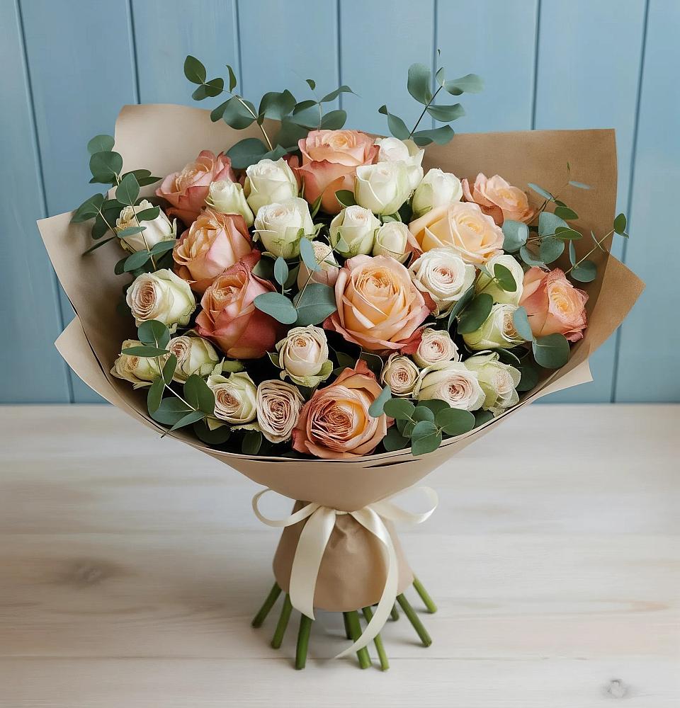 Букет цветов из: Альстромерии и Розы в Реж