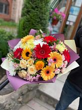 Букет цветов из:  Герберы, Ромашки, Хризантемы, Розы и Подсолнухи #REPLACE_PRED# Реж