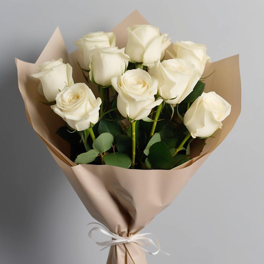 Букет 9 Белых роз Эдлесс Лав в Реж