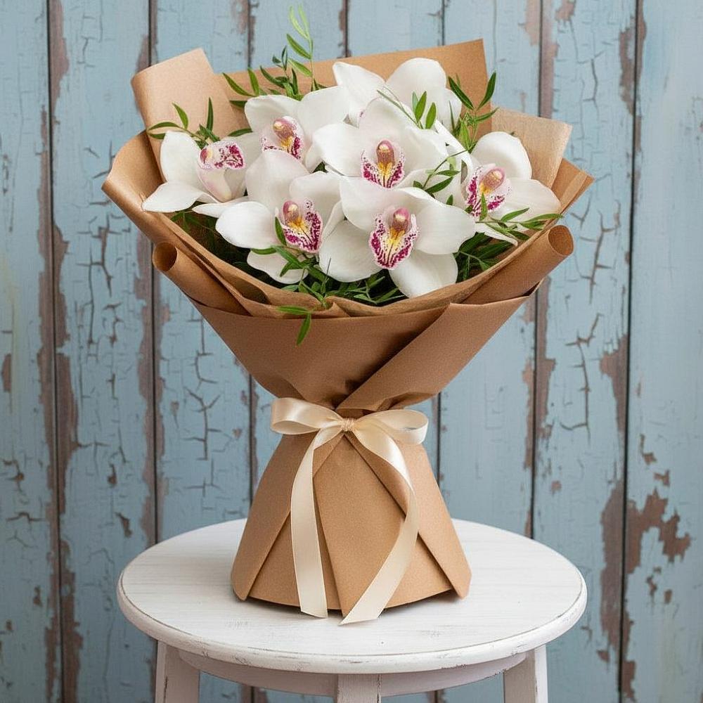Букет цветов из: Орхидеи и Розы в Реж