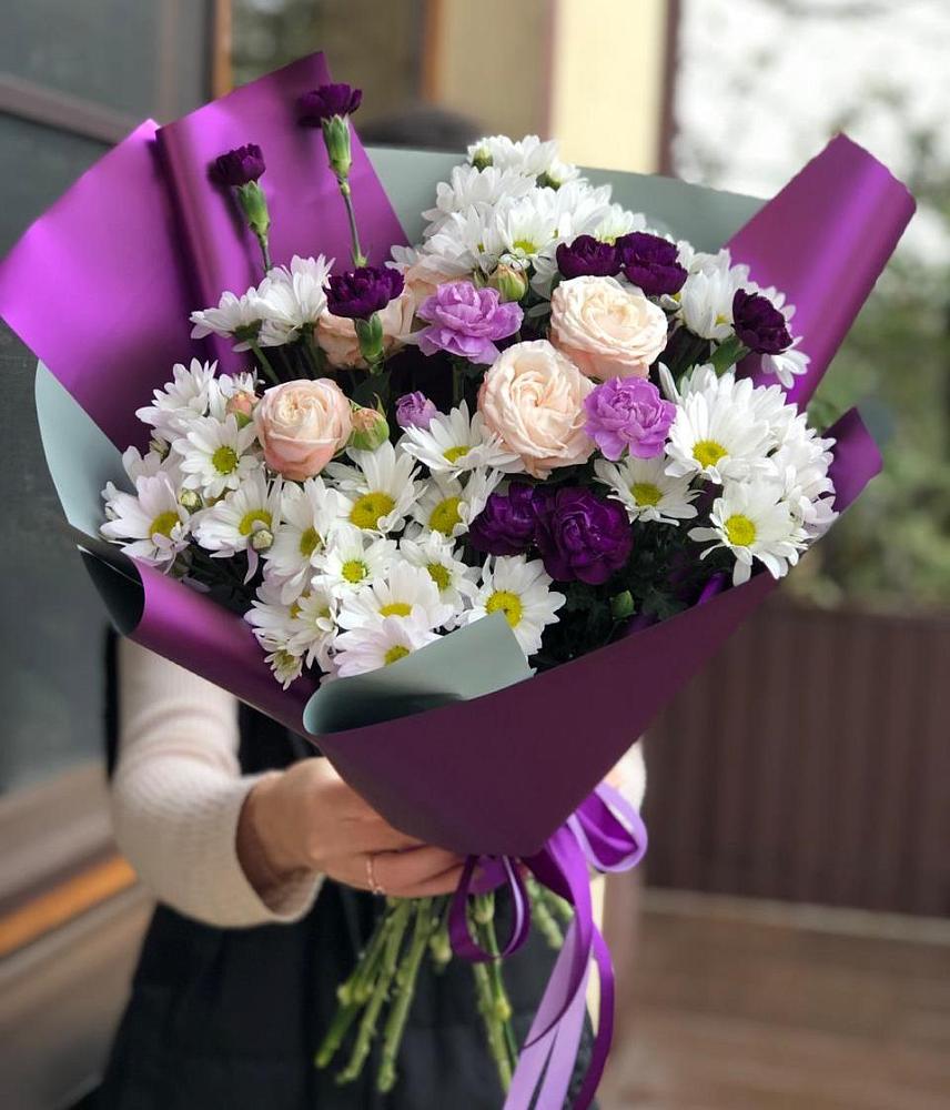 Букет цветов из: Хризантемы, Гвоздики и Розы в Реж