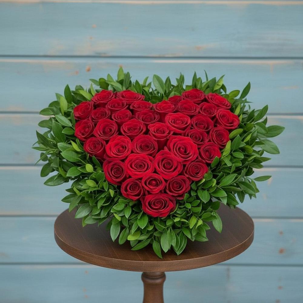 Цветочная композиция из Розы в виде сердца в Реж