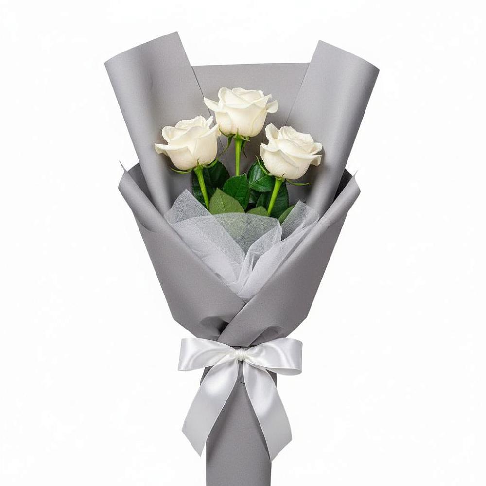 Букет 3 белые розы в Реж