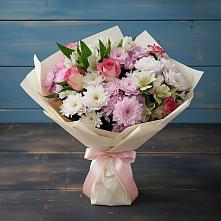 Букет цветов из:  Хризантемы, Альстромерии и Розы в Реж