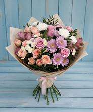 Букет цветов из:  Хризантемы, Розы и Альстромерии в Реж