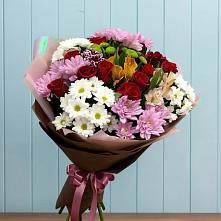 Букет цветов из:  Розы, Хризантемы и Альстромерии в Реж