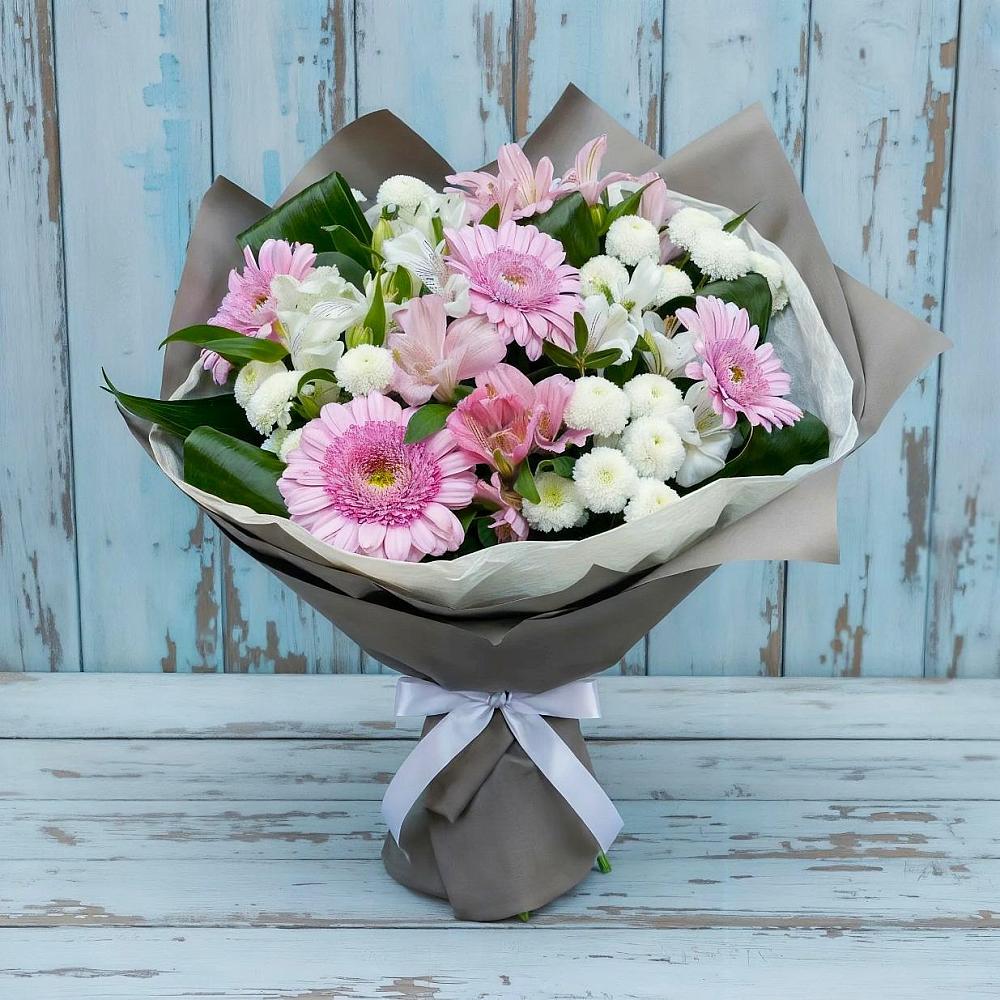 Букет цветов из: Герберы, Альстромерии и Хризантемы в Реж