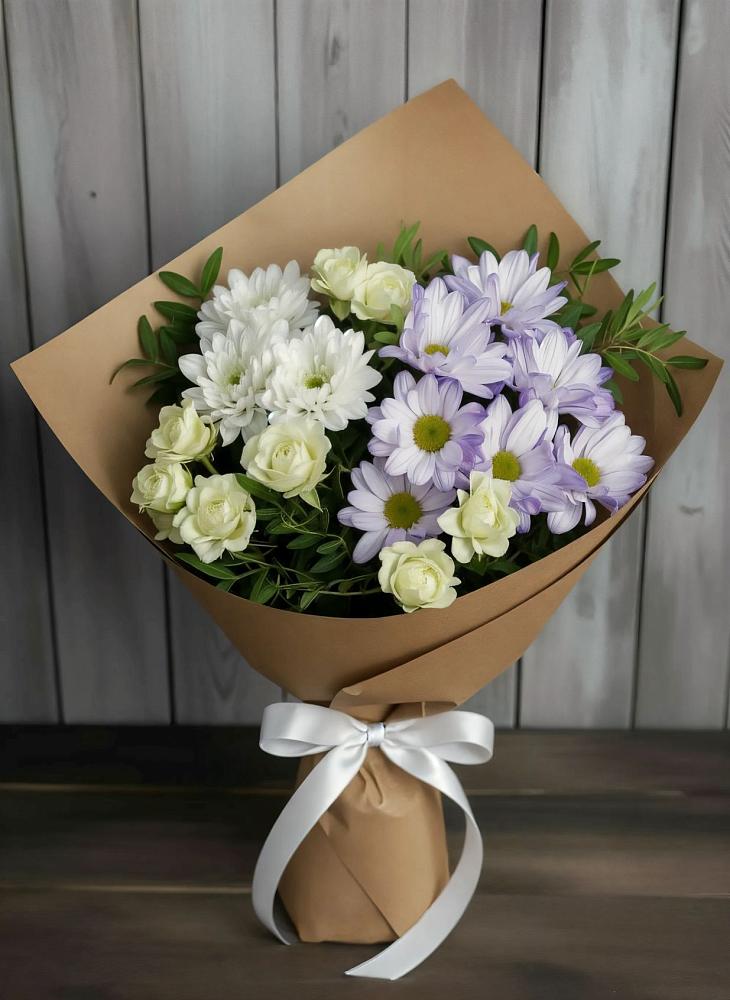 Букет цветов из: Хризантемы и Розы в Реж